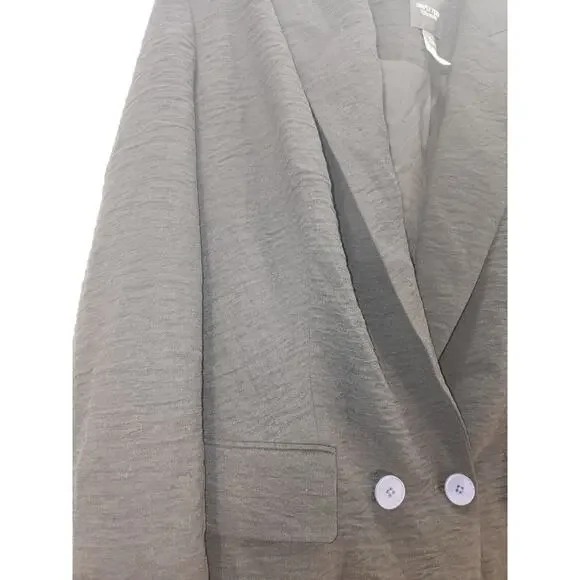 Simply Vera Wang Blazer Womens Med Black Textured Single Breasted Collared - Picture 2 of 7